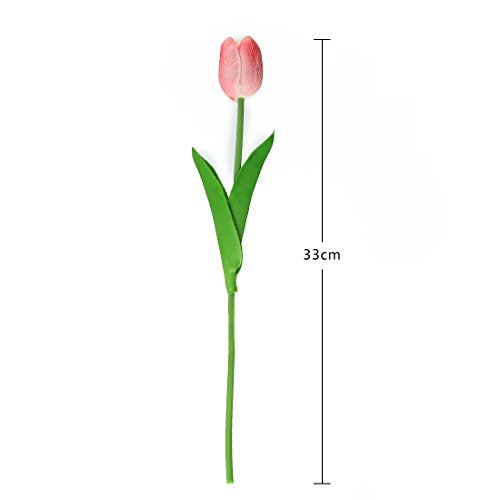 JUSTOYOU Tulipán, Toque Real, 33 cm de Largo, Flores Artificiales Decorativas para Ramos de Boda, hogar, Hotel, jardín, Actividades de Navidad, Regalos, Telas, rosa-10