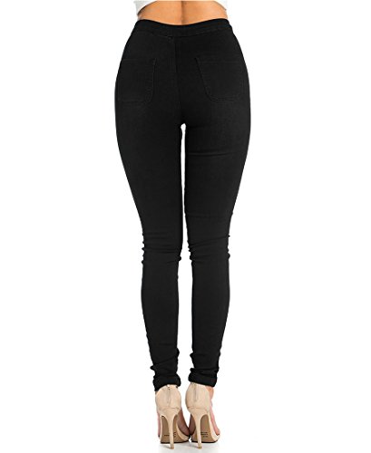 Jyone Pantalones vaqueros con cintura alta para mujer XL Negro