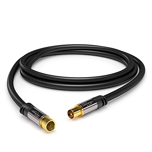 KabelDirekt PRO Series - Cable TV SAT (75 Ohm, HDTV, conector F a conector coaxial, cable coaxial soporta HDTV, DVB-T2, DVB-C, DVB-S, TV y Radio) 3 m