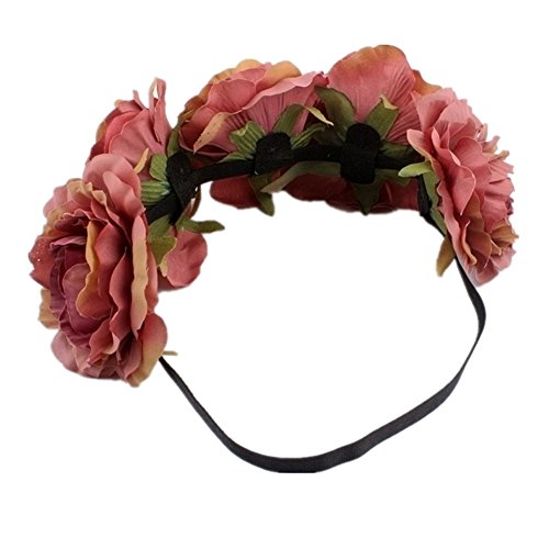 Kanggest 1 Piezas Diadema de Flores Mujer Venda de Pelo Alta Elasticidad Cinta de Pelo Banda Para la Cabeza Para Adornos Para el Pelo Boda(Rojo)