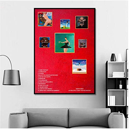 Kanye West - My Beautiful Dark Twisted Fantasy Album Pop Music cover Music Star Poster Canvas Prints Wall Art Home Decor -50x70cmx1pcs -Sin marco