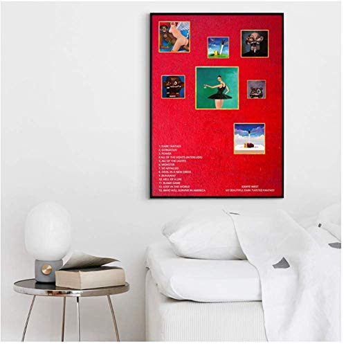 Kanye West - My Beautiful Dark Twisted Fantasy Album Pop Music cover Music Star Poster Canvas Prints Wall Art Home Decor -50x70cmx1pcs -Sin marco