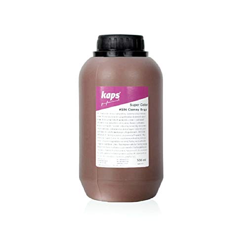 Kaps Tinte para Cuero Natural y Sintético y Textiles, Super Color, 82 Colores Estándar y Metálicos, Bote Grande 500 ml - 16.9 fl. oz. (106 - marrón oscuro)