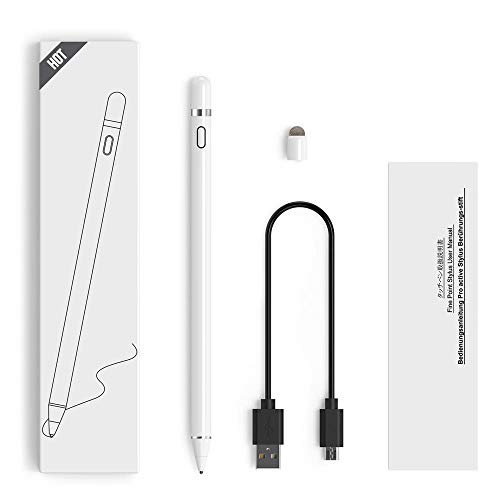KECOW Lápiz Stylus, Compatible con Apple Pen Lápiz pantalla táctil Lápiz capacitivos recargables con puntas ultrafinas de 1.5 mm con dos tapas