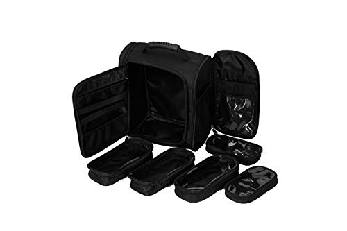 Kemier Professional Makeup Artist - Mochila con bolsas de almacenamiento transparentes para cosméticos, bolsa con forro térmico, color negro