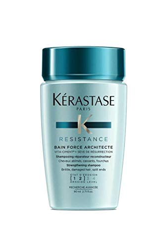 Kerastase Résistance Bain Force Architecte - Profesional Champú para Mujeres (Cabello dañado, Revitalizador, Brillo, Suavizar, Fortalecimiento), 80 ml