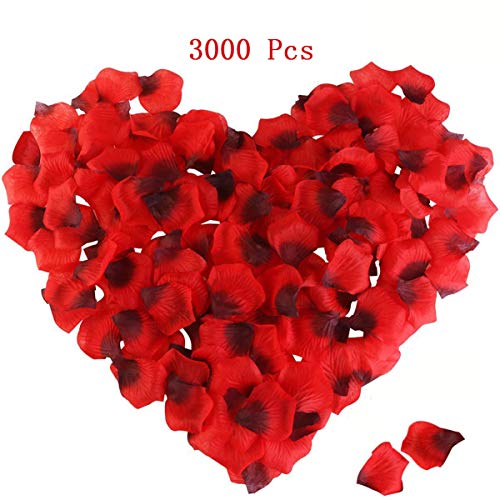 Killow Pétalos de Rosa 3000 Pcs Petalos Artificiales Confeti de Rosas Artificiales de Seda Roja para Bodas,día de San Valentín