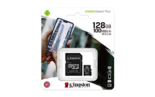 Kingston Canvas Select Plus Tarjeta microSD, SDCS2/128GB Class 10 con Adaptador SD