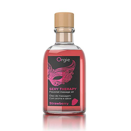 Kit Aceite Masaje Erótico Efecto Calor Comestible de Fresa y Pluma by Orgie 100 ml.