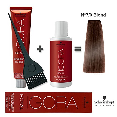 Kit Coloración Cabello 60 ml Igora Royal 7/0 Blond + oxydant 20 Volumes 60 ml