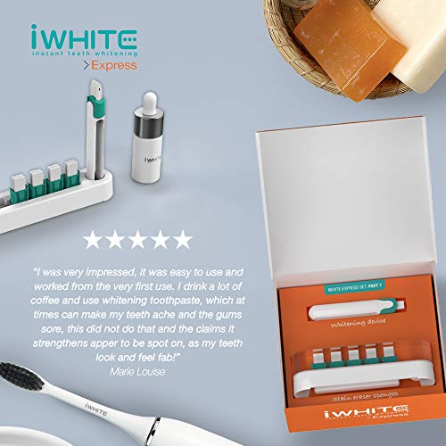 Kit de blanqueamiento iWhite Express - Aplicador para blanqueamiento dental - Resultados en solo un minuto - Ingredientes probados clínicamente - Fortalece y protege el esmalte