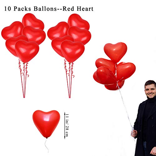 Kit de decoraciones del día de San Valentín 1000 piezas Pétalos de rosas rojas 10 piezas Globos de corazón 6 piezas Guirnalda de corazón Te amo Guirnalda de fieltro Banner Camino de mesa decoración