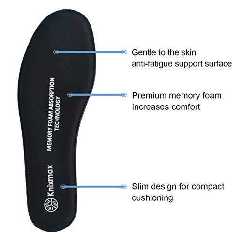 Knixmax Plantillas Memory Foam para Zapatos de Mujer y Hombre, Plantillas Confort Amortiguadoras Cómodas y Flexibles para Trabajo, Deportes, Caminar, Senderismo, EU38 (UK 5) Negro