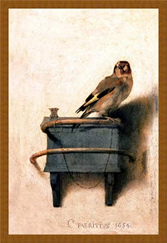 Kunst für Alle Cuadro con Marco: Carel Fabritius Der Distelfink - Impresión artística Decorativa con Marco, 65x100 cm, Cobre Cepillado