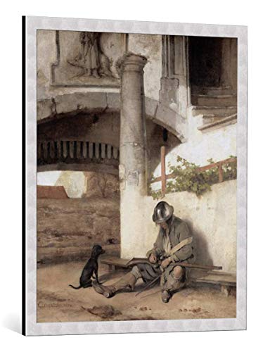 Kunst für Alle Cuadro con Marco: Carel Fabritius Die Torwache - Impresión artística Decorativa con Marco, 70x85 cm, Plata cepillada
