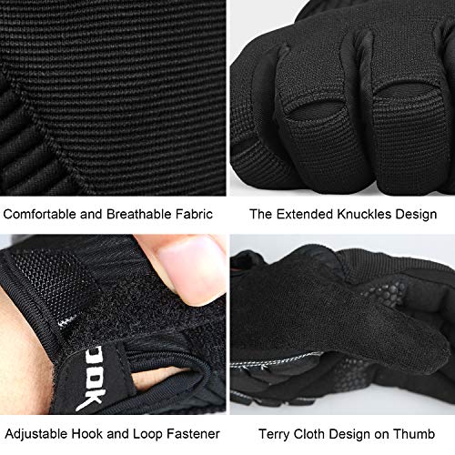 KUTOOK Guantes Ciclismo Largos Transpirables Hombres con Acolchadas De EVA Función Táctil Guantes MTB Gel Antideslizante(Negro,XL)