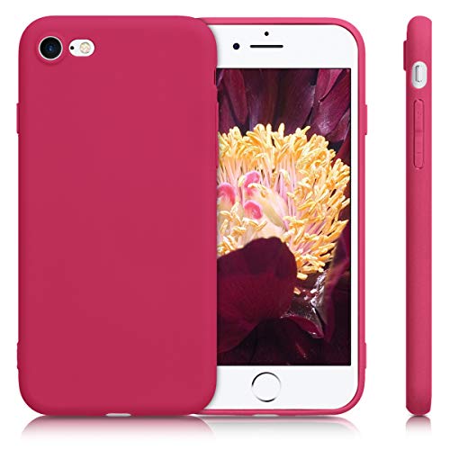 kwmobile Funda Compatible con Apple iPhone 7/8 / SE (2020) - Carcasa de TPU Silicona - Protector Trasero en Rojo Granada