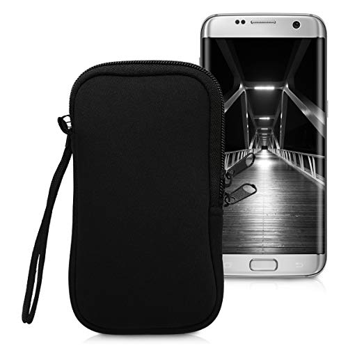 kwmobile Funda para móviles de M - 5,5" - Estuche de Neopreno con Cierre para móvil - Carcasa en Negro