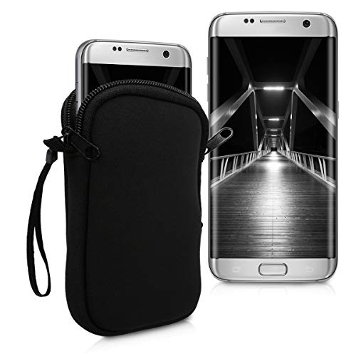 kwmobile Funda para móviles de M - 5,5" - Estuche de Neopreno con Cierre para móvil - Carcasa en Negro