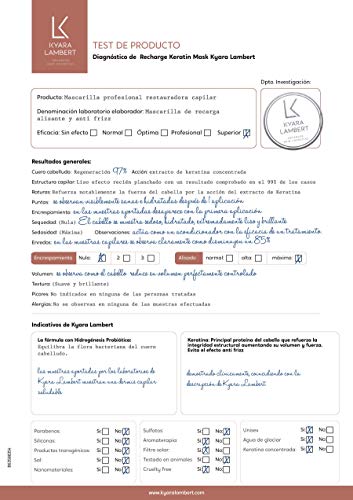 Kyara Lambert - Mascarilla Recarga de Keratina, 280ml | Mascarilla Keratina Reparadora |Mascarilla Post Tratamiento Alisado|Mascarilla para el Cabello Restauradora de Queratina