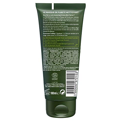 La Provençale – Le Masque de Pureté Nettoyant – Soin Visage Certifié Bio – Huile d’Olive Bio AOC Provence – Pour Tous Types de Peaux, Même Sensibles – 100 ml