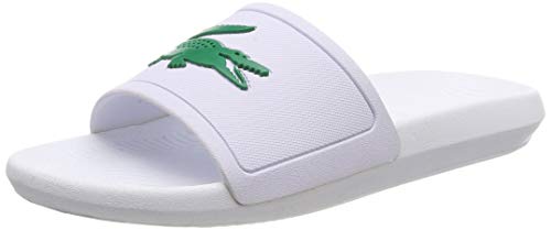 Lacoste Croco Slide 119 1 CMA, Sandalias de Punta Descubierta para Hombre, Blanco (White/Green), 43 EU