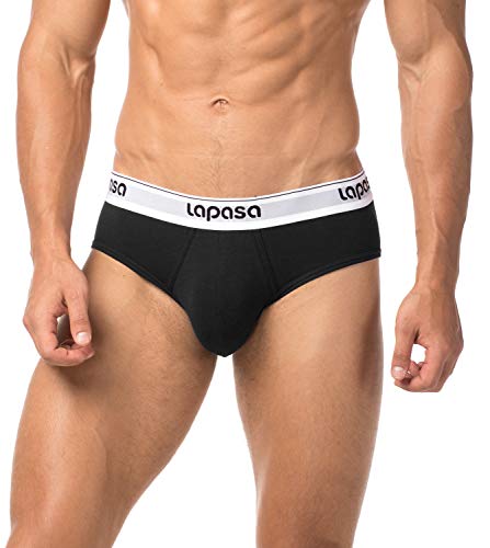 LAPASA Calzoncillo Slip Pack de 4 DE Algodón Peinado para Hombre con Soporte Frontal. M04 (Negro/Verde/Azul/Rojo Oscuro, M)