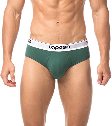 LAPASA Calzoncillo Slip Pack de 4 DE Algodón Peinado para Hombre con Soporte Frontal. M04 (Negro/Verde/Azul/Rojo Oscuro, M)