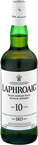 Laphroaig 10 Años Single Malt Escoces Peated Whisky Escoces, 40% - 700 ml