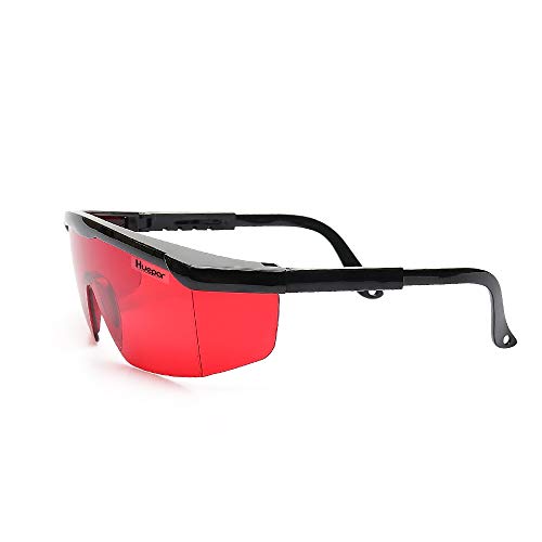 Láser rojo Gafas mejoradas-Huepar GL01R Ajustable Gafas para mejorar la seguridad de protección para los ojos para Alineación de nivel láser rojo