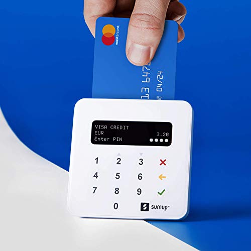 Lector De Tarjetas Portátil Sumup Air-Pago con Tarjeta De Débito, Crédito, Apple, Google Pay y más- Terminal Móvil con Tecnología RFID NFC- Pago con Solo Acercar Su Tarjeta-Teléfono O Chip & Pin