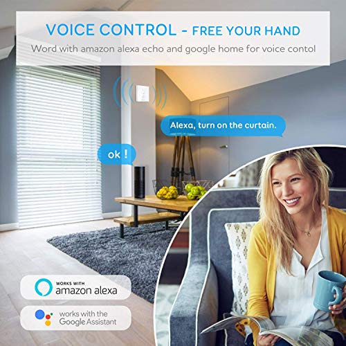 【LED Controlable】Wifi Interruptor Persiana, Etersky Interruptor Táctil Inteligente WiFi Controlable de APP y Voz, Compatible con Alexa y Google Home con Temprizador para Motor Persiana Tubular