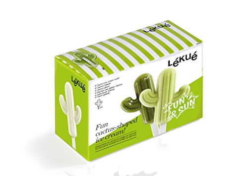 Lékué 3400264S01 Cactus Glacé Pack 4 UTS, Silicone, Vert, 18 x 12,1 x 30 cm Moldes para Helados en Forma, Verde, 18 x 12.1 x 30 cm, 4 Unidades