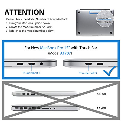 LENTION Protector de Pantalla Claro para MacBook Pro (15-Pulgadas, 2016-2019) Modelo A1707/A1990, con Touch Bar, 4 Thunderbolt 3 Puerto, Película Protectora HD con Revestimento Hidrofóbico Oleofóbico