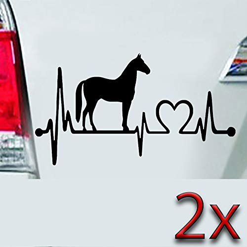 LEON-FOLIEN 2 Pegatinas corazón 17 x 8,5 cm perro Herzdirag Kardiogramm Autoaufkleber Tattoo Tattoo Tuning brillante pantalla en negro – 2 unidades