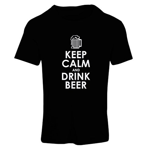 lepni.me Camiseta Mujer Mantenga la Calma y Beba Cerveza Citas de Alcohol Regalos Divertidos (Medium Negro Fluorescente)