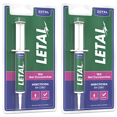 Letal TRX Gel Insecticida Cucarachas - Cebo Mata Cucarachas para Uso Doméstico de Zotal, Pack de 20 g en Total - Elimina Todo Tipo de Cucarachas - Efecto Duradero en el Control de Larvas y Adultos