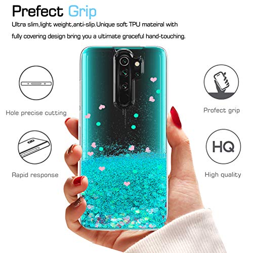 LeYi Funda Xiaomi Redmi Note 8 Pro Silicona Purpurina Carcasa con HD Protectores de Pantalla, Transparente Cristal Bumper Telefono Gel TPU Fundas Case Cover para Movil Redmi Note 8 Pro ZX Verde