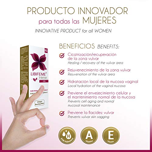 LIBIFEME INTENSE Gel Rejuvenecimiento Vulvar con Hilauronico Vitaminas A y E - Renovacion Celular Intensa de la Zona Vulvovaginal - 30 ml