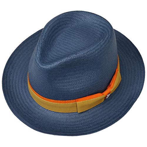 Lierys Sombrero de Paja Calito Tricolour Mujer/Hombre - Made in Italy Sol Verano con Banda Grosgrain Primavera/Verano - XL (60-61 cm) Azul