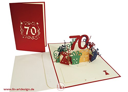 Lin Pop Up de tarjetas de felicitación por 70 cumpleaños, tarjetas de cumpleaños tarjetas de felicitación Tarjetas de felicitación Cumpleaños