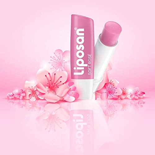 Liposan Soft Rosé, bálsamo labial rosa, cacao de labios para un brillo suave y luminoso, bálsamo hidratante para unos labios sedosos e hidratados - 1 x 4.8 g