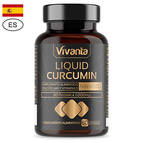 Liquid Curcumin - 60 cápsulas | Cúrcuma líquida con 185x Biodisponibilidad curcumina | 500 mg de NovaSOL por cápsula