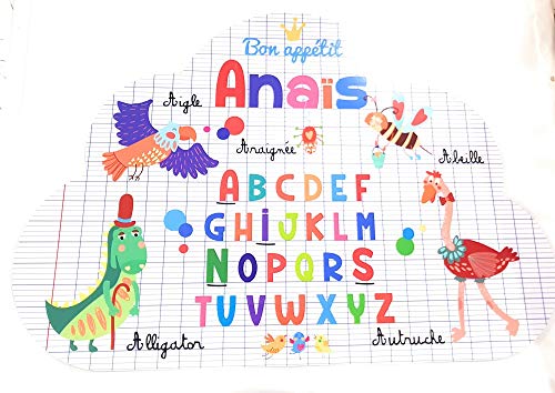 Lire et Dire – Mantel con Nombre en Forma de Nube – Anais – (Parte Delantera y Trasera) – Bon apetit – Dibujos Animales, 29 x 41 cm