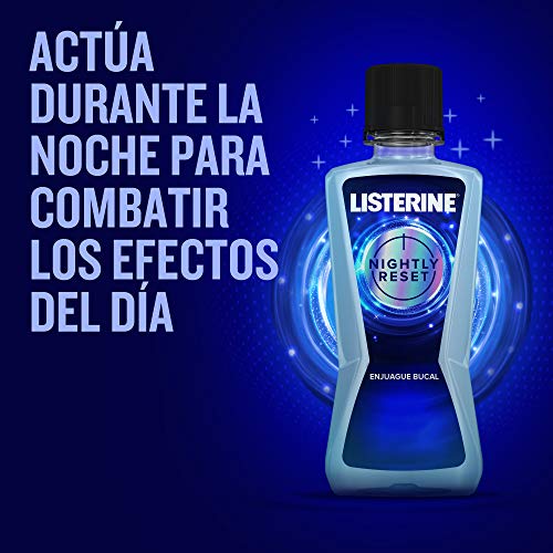 Listerine, Enjuague Bucal Nightly Reset con Suave Sabor a Menta, Fórmula sin Alcohol, 400 ml