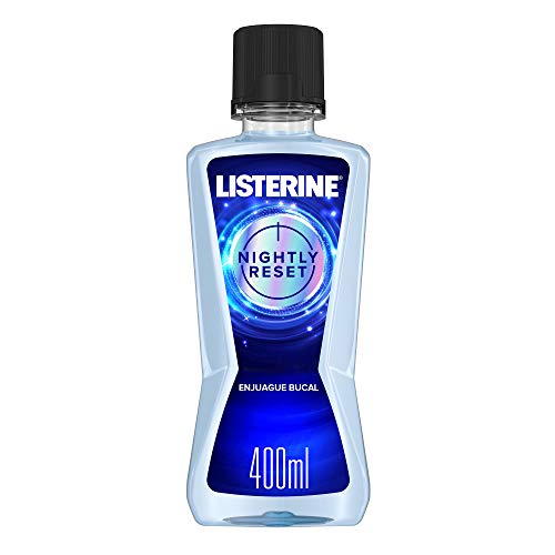 Listerine, Enjuague Bucal Nightly Reset con Suave Sabor a Menta, Fórmula sin Alcohol, 400 ml