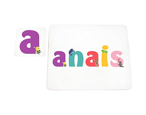 Little Helper mantel con Coaster estilo illustratif pintado con el nombre de joven Anais