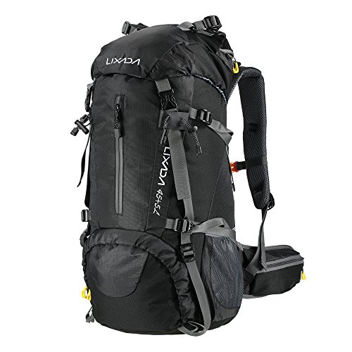 Lixada Mochila de Senderismo 50L con Cubierta Impermeable Mochila de Marcha Trekking Camping Deporte al Aire Libre