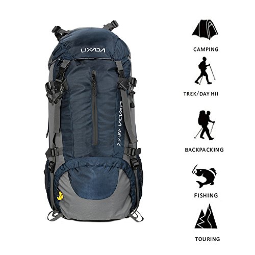 Lixada Mochila de Senderismo 50L/60L con Cubierta Impermeable Mochila de Marcha Trekking Camping Deporte Al Aire Libre