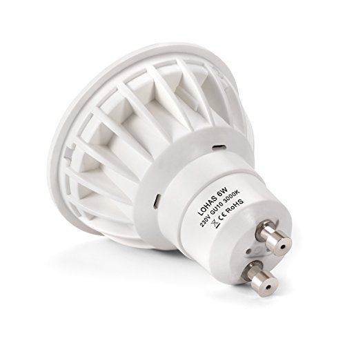 LOHASÂ® 5 x 6W GU10 Bombilla LED, LÃ¡mparas HalÃ³genas Equivalentes a 50W, Blanco CalÃ­do, 3000K, 500lm, Angulo de haz de 120Â°, 110-240V, No regulable